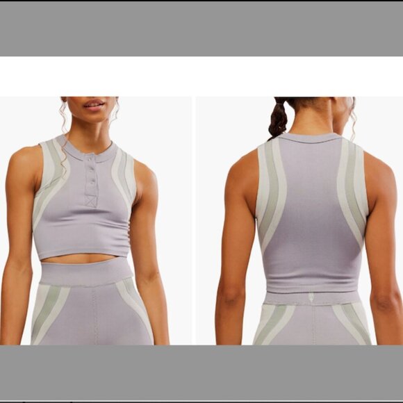 NWOT FP Movement Free Kick Crop Henley Muscle Tank - Picture 1 of 6